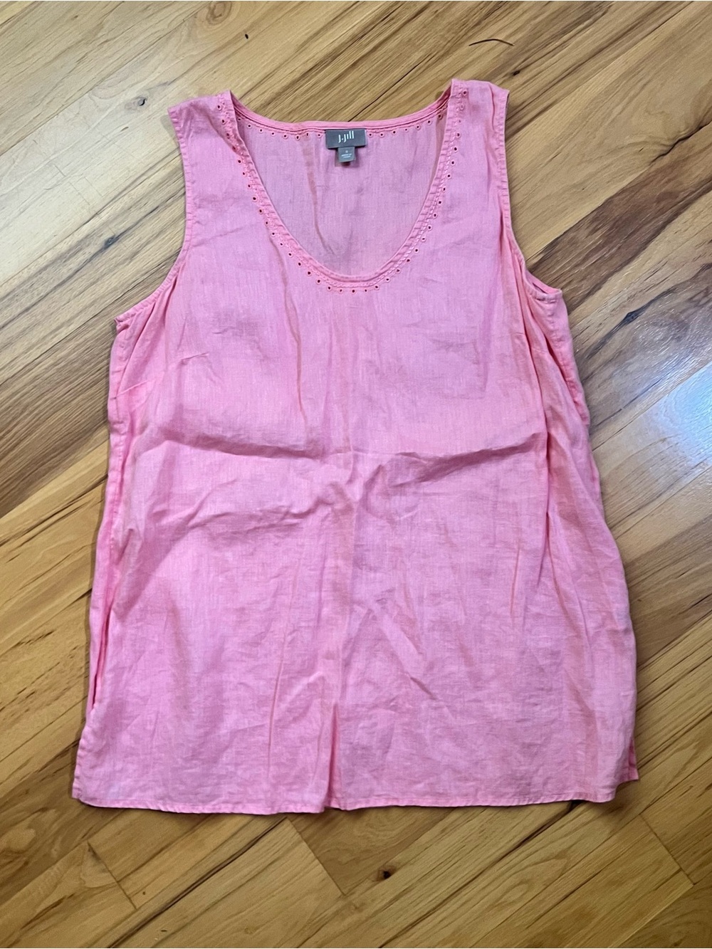 J. Jill Coral Pink Linen Scoop Neck Tank